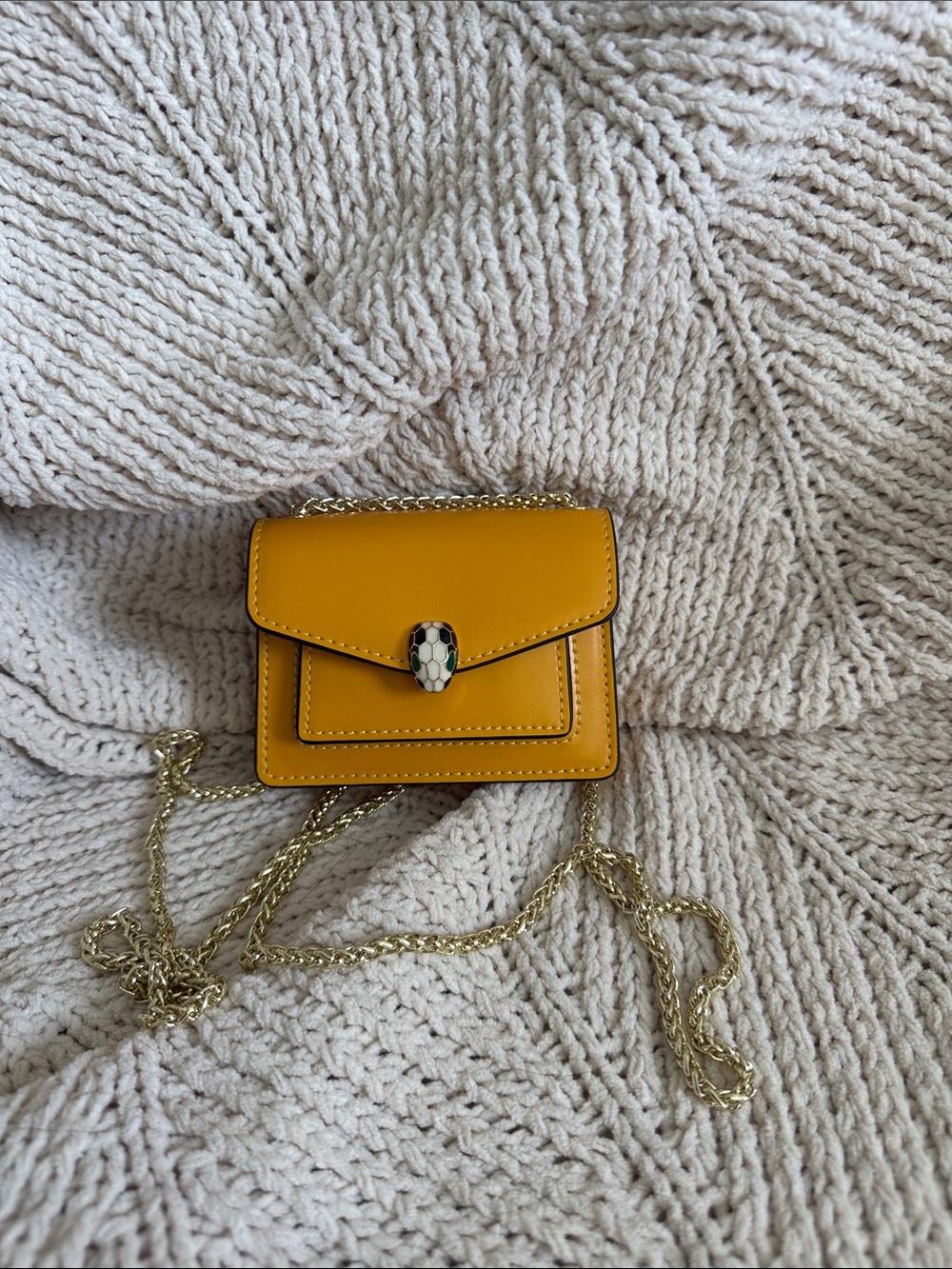 Structured Mustard Yellow Crossbody Bag with Chain Strap
